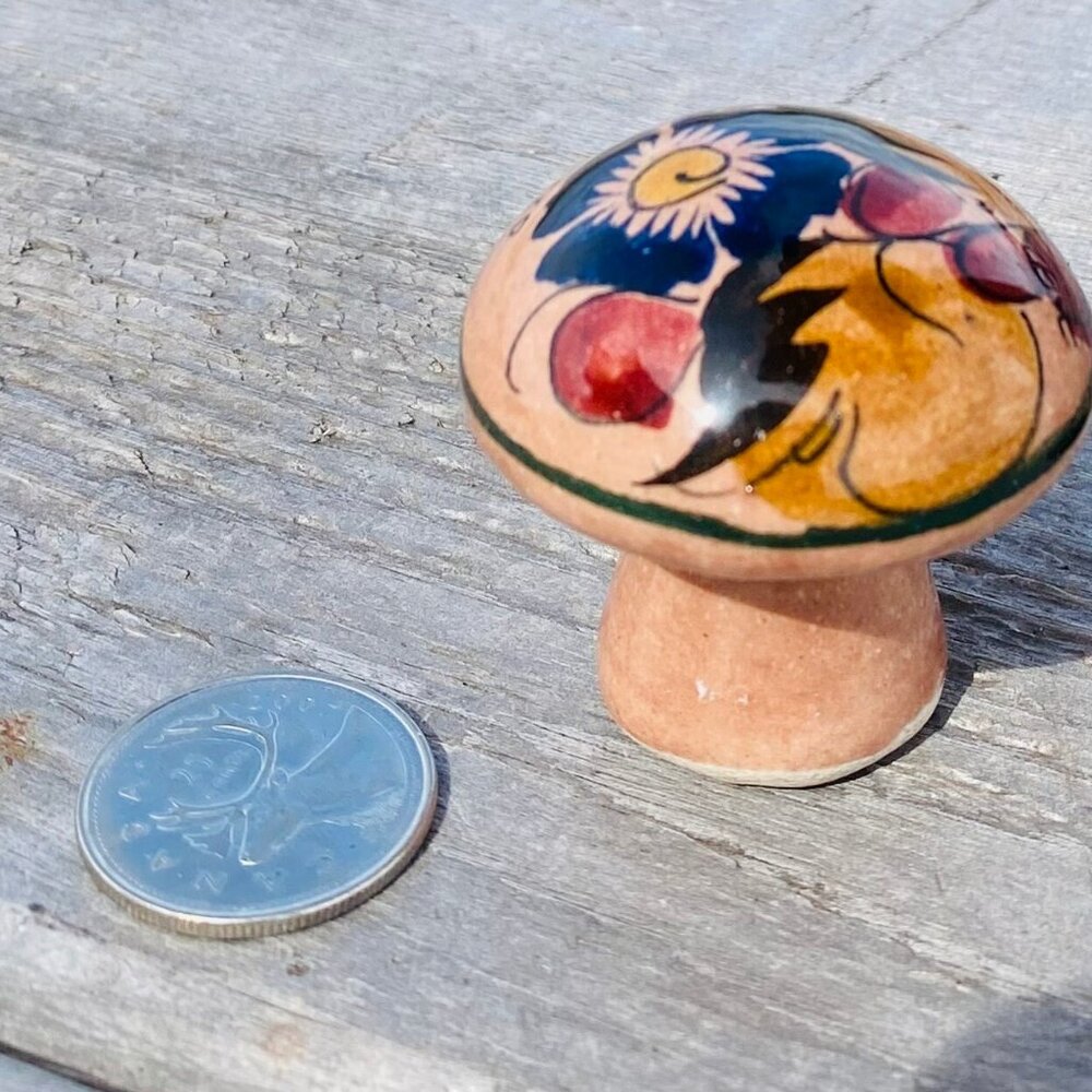 Mushroom Mexico Tonala Mushroom Mexican Ceramic boho handpainted colourful